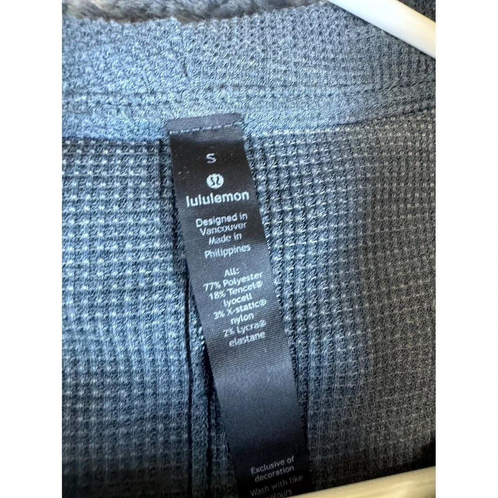 Lululemon Shift Stitch Hoodie Mens Small Slate Blue Waffle Knit Sweat Wicking